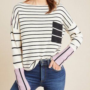 Anthropologie Faye Striped Sweater Lilac + Cream